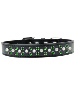 Mirage Pet Products Sprinkles Dog collar with Pearl and Emerald green crystals Size 14 Black