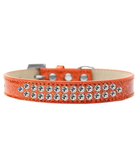 Mirage Pet Products Two Row clear crystal Orange Ice cream Dog collar Size 12