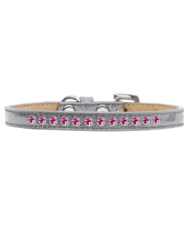 Mirage Pet Products Bright Pink crystal Silver Puppy Dog Ice cream collar Size 12