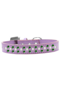 Mirage Pet Products Sprinkles Dog collar with Pearl and Emerald green crystals Size 20 Bright Pink