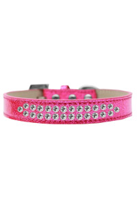 Mirage Pet Products Two Row clear crystal Pink Ice cream Dog collar Size 12
