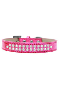 Mirage Pet Products Two Row Pearl Ice cream Dog collar Size 16 Pink