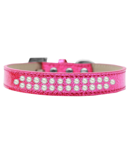 Mirage Pet Products Two Row Pearl Ice cream Dog collar Size 16 Pink