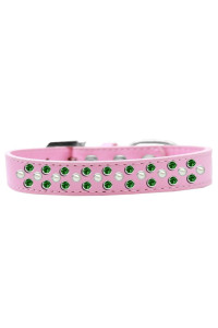 Mirage Pet Products Sprinkles Dog collar with Pearl and Emerald green crystals Size 16 Light Pink
