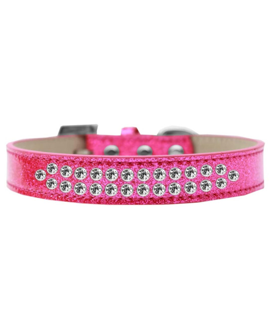 Mirage Pet Products Two Row clear crystal Pink Ice cream Dog collar Size 20