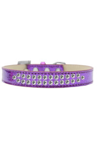 Mirage Pet Products Two Row clear crystal Purple Ice cream Dog collar Size 16