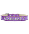 Mirage Pet Products Two Row clear crystal Purple Ice cream Dog collar Size 18