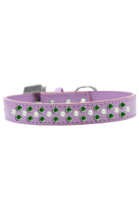 Mirage Pet Products Sprinkles Dog collar with Pearl and Emerald green crystals Size 18 Lavender