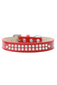 Mirage Pet Products Two Row Pearl Ice cream Dog collar Size 12 Red