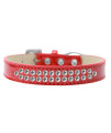 Mirage Pet Products Two Row clear crystal Red Ice cream Dog collar Size 16