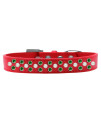 Mirage Pet Products Sprinkles Dog collar with Pearl and Emerald green crystals Size 14 Red