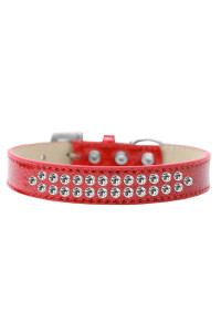 Mirage Pet Products Two Row clear crystal Red Ice cream Dog collar Size 18