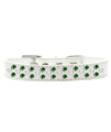 Mirage Pet Products Sprinkles Dog collar with Pearl and Emerald green crystals Size 14 White
