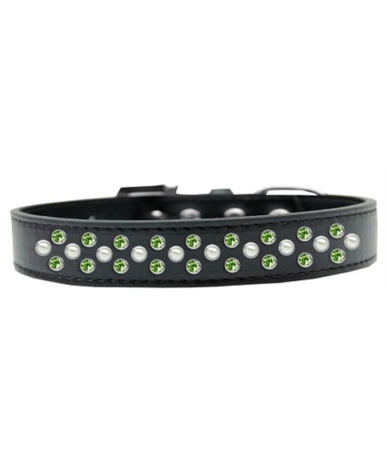 Mirage Pet Products Sprinkles Dog collar with Pearl and Lime green crystals Size 12 Black