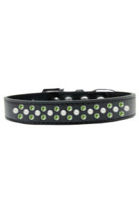 Mirage Pet Products Sprinkles Dog collar with Pearl and Lime green crystals Size 14 Black