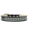 Mirage Pet Products Two Row AB crystal Black Ice cream Dog collar Size 16
