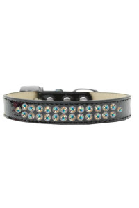 Mirage Pet Products Two Row AB crystal Black Ice cream Dog collar Size 18