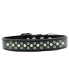 Mirage Pet Products Sprinkles Dog collar with Pearl and Lime green crystals Size 16 Black