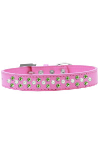 Mirage Pet Products Sprinkles Dog collar with Pearl and Lime green crystals Size 14 Bright Pink