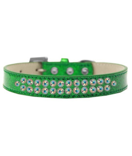Mirage Pet Products Two Row AB crystal Emerald green Ice cream Dog collar Size 14