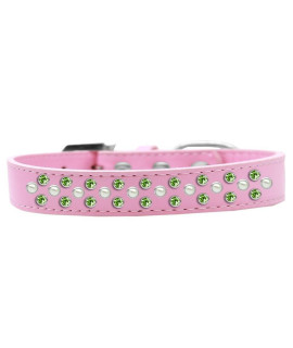 Mirage Pet Products Sprinkles Dog collar with Pearl and Lime green crystals Size 14 Light Pink