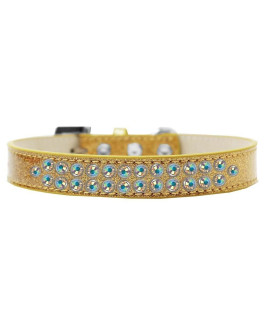 Mirage Pet Products Two Row AB crystal gold Ice cream Dog collar Size 12
