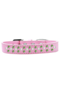 Mirage Pet Products Sprinkles Dog collar with Pearl and Lime green crystals Size 20 Light Pink