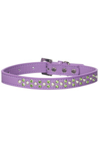 Mirage Pet Products Sprinkles Dog collar with Pearl and Lime green crystals Size 18 Lavender