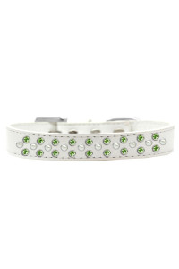 Mirage Pet Products Sprinkles Dog collar with Pearl and Lime green crystals Size 12 White