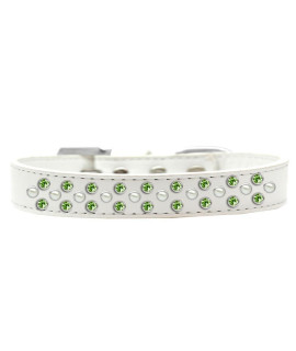 Mirage Pet Products Sprinkles Dog collar with Pearl and Lime green crystals Size 14 White