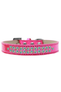 Mirage Pet Products Two Row AB crystal Pink Ice cream Dog collar Size 14
