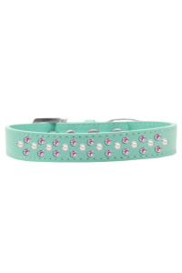 Mirage Pet Products Sprinkles Dog collar with Pearl and Light Pink crystals Size 16 Aqua