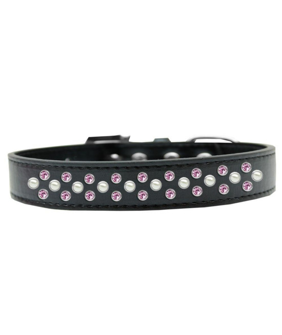 Mirage Pet Products Sprinkles Dog collar with Pearl and Light Pink crystals Size 12 Black