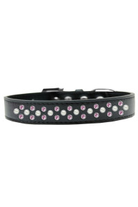 Mirage Pet Products Sprinkles Dog collar with Pearl and Light Pink crystals Size 16 Black