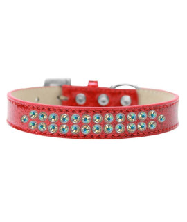 Mirage Pet Products Two Row AB crystal Red Ice cream Dog collar Size 12