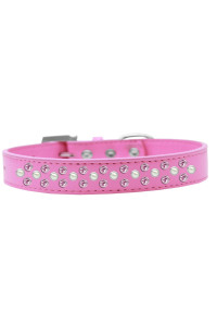 Mirage Pet Products Sprinkles Dog collar with Pearl and Light Pink crystals Size 14 Bright Pink