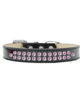 Mirage Pet Products Two Row Light Pink crystal Ice cream Dog collar Size 12 Black