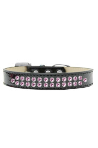 Mirage Pet Products Two Row Light Pink crystal Ice cream Dog collar Size 20 Black