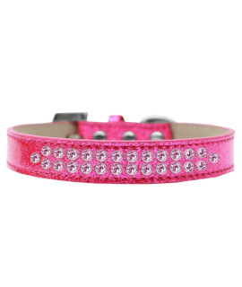 Mirage Pet Products Two Row Light crystal Ice cream Dog collar Size 12 Pink
