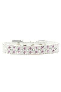 Mirage Pet Products Sprinkles Dog collar with Pearl and Light Pink crystals Size 16 White