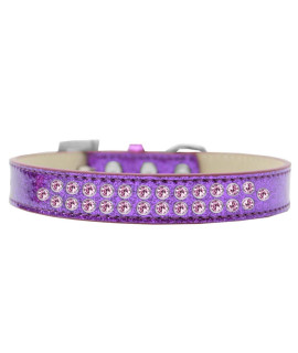 Mirage Pet Products Two Row Light Pink crystal Ice cream Dog collar Size 12 Purple