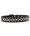 Mirage Pet Products Sprinkles Dog collar with Pearl and Orange crystals Size 12 Black