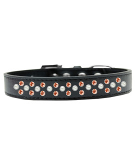 Mirage Pet Products Sprinkles Dog collar with Pearl and Orange crystals Size 12 Black