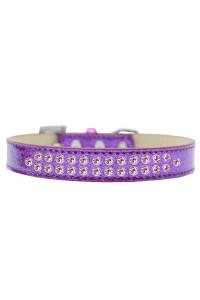 Mirage Pet Products Two Row Light Pink crystal Ice cream Dog collar Size 18 Purple