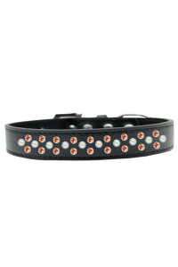 Mirage Pet Products Sprinkles Dog collar with Pearl and Orange crystals Size 16 Black