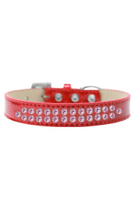 Mirage Pet Products Two Row Light Pink crystal Ice cream Dog collar Size 18 Red