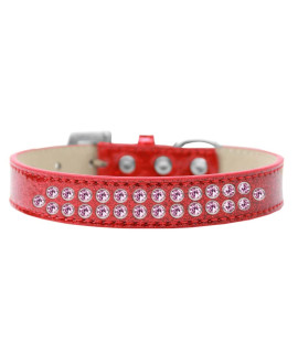 Mirage Pet Products Two Row Light Pink crystal Ice cream Dog collar Size 18 Red
