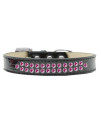 Mirage Pet Products Two Row Bright Pink crystal Ice cream Dog collar Size 12 Black