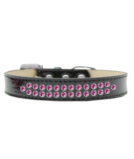 Mirage Pet Products Two Row Bright Pink crystal Ice cream Dog collar Size 14 Black