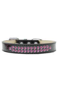 Mirage Pet Products Two Row Bright Pink crystal Ice cream Dog collar Size 16 Black